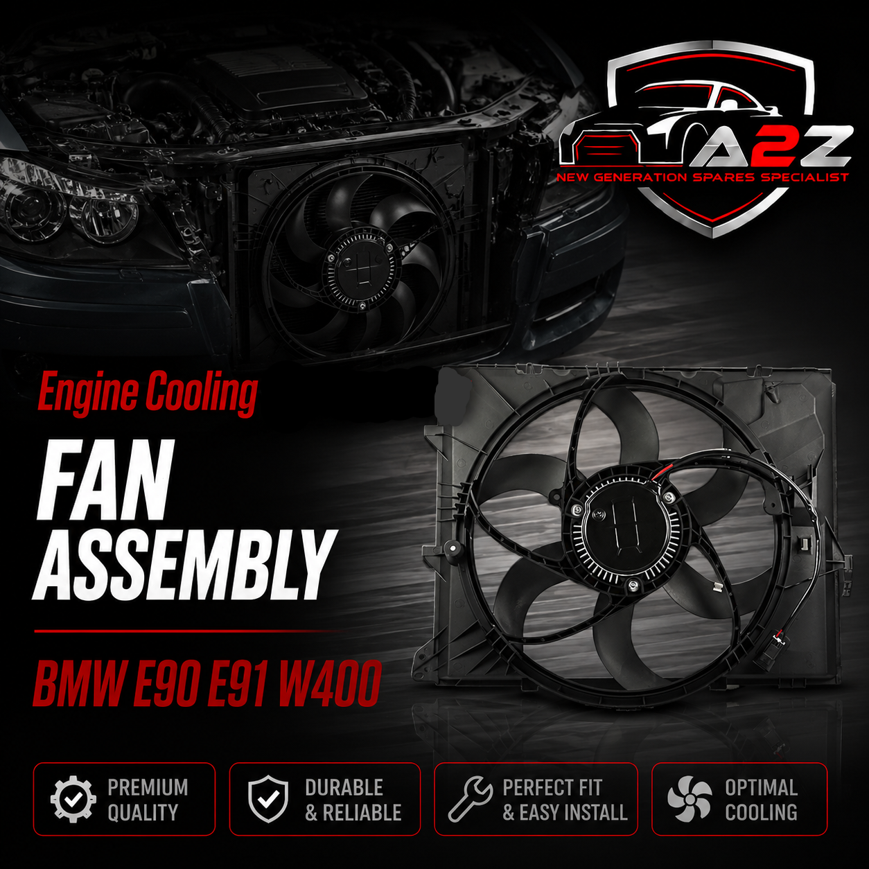 Engine Cooling Fan Assembly 17117590699 Compatible With BMW E90 E91 W400