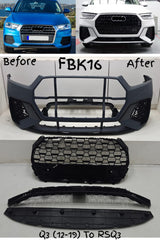 Front Bumper Bumper Kit FBK16 Compatible With Audi Q3 (2012-19) Upgrade Into RSQ3