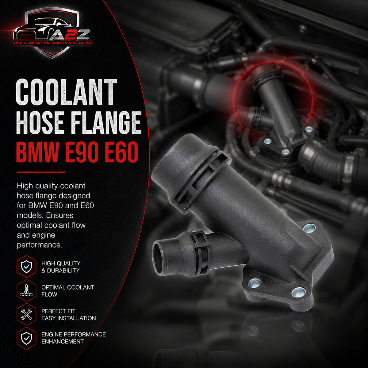Coolant Hose Flange 11127806196 11122247744 Compatible With BMW 3 Series E90 & 5 Series E60, X5 E70 Tag-E-95