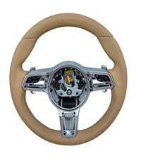 Leather Steering Wheel (Beige Smooth Leather) Compatible With Porsche All Models