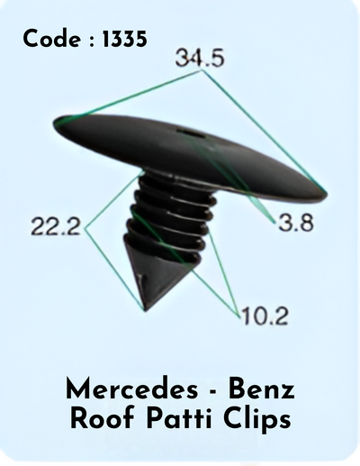 Roof Patti Clip  (Set of 10) Code:1335 Compatible With Mercedce - Benz