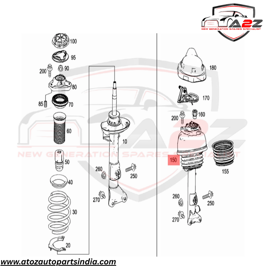 Front Left Air Suspension Shock Absorber Strut A2183206513 2183203113 Compatible With MERCEDES-BENZ CLS (C218) (2011-16)