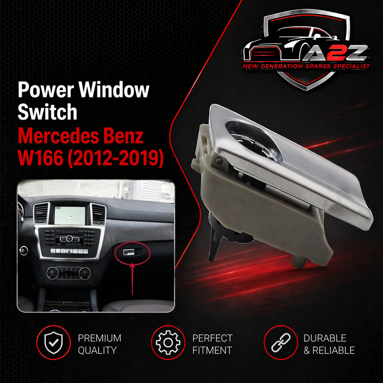 Dashboard Glove box switch handle Model A Beige & Chrome Silver 1666800491 Compatible with Mercedes Benz GLS W166