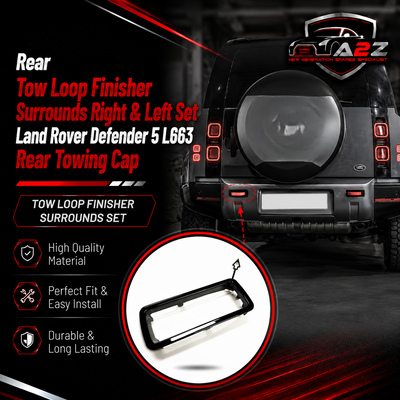 Rear Tow Loop Finisher Surrounds Right & Left Set LR149775 LR149776 Compatible With Land Rover Defender 5 L663