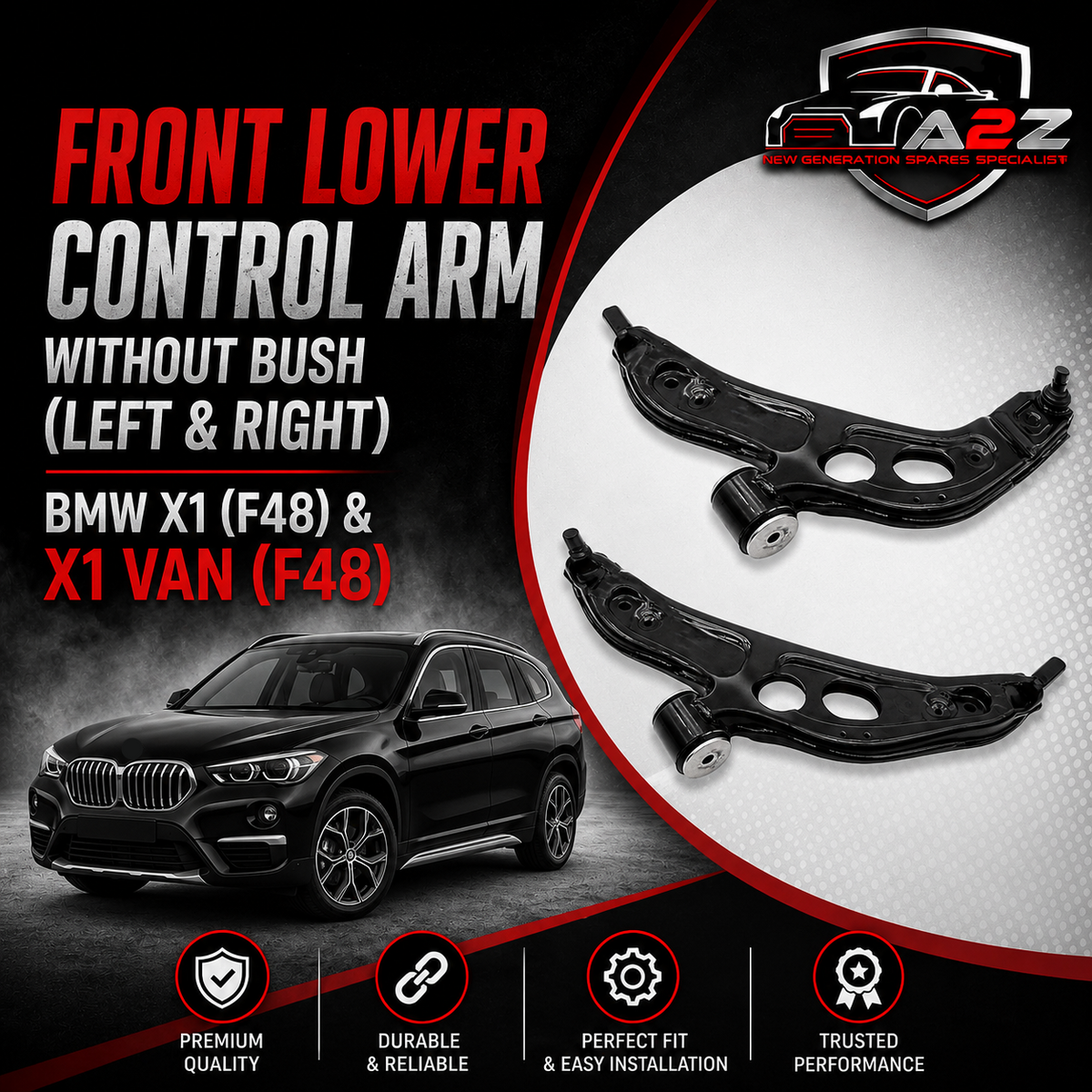 Front Lower Control Arm Without Bush (Set Of 2) Left 31126879843 31126871301 & Right 31126879844 31126871302 31126883018 31122785114 Compatible with BMW X1 (F48) & X1 Van (F48)