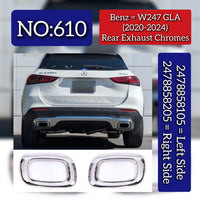 Rear Exhaust Chrome Set Left 2478858105 & Right 2478858205 Compatible With Mercedes Benz W247 GLA (2020-2024) Tag No.610