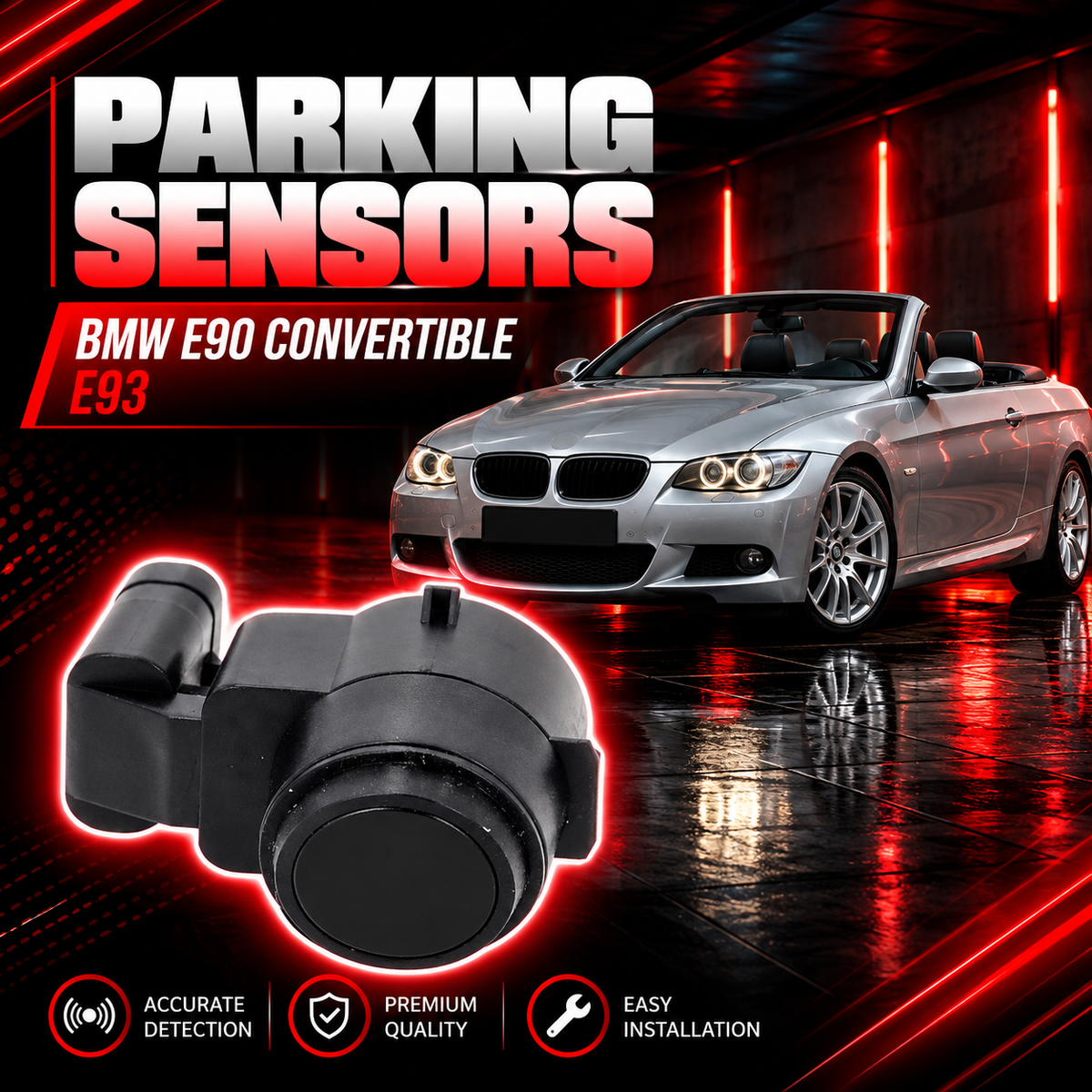 Parking Sensor 62609921621 Compatible with BMW E90 Convertible E93