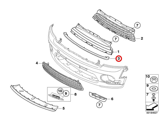 Show Grill Lower Chrome Silver 51112751624 Compatible With Mini Cooper (R55/R56) (2011-2014) Tag No.89