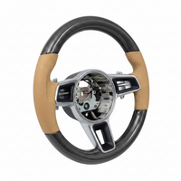 Carbon Fiber & Beige Leather Custom Steering Wheel Compatible With Porsche All Models