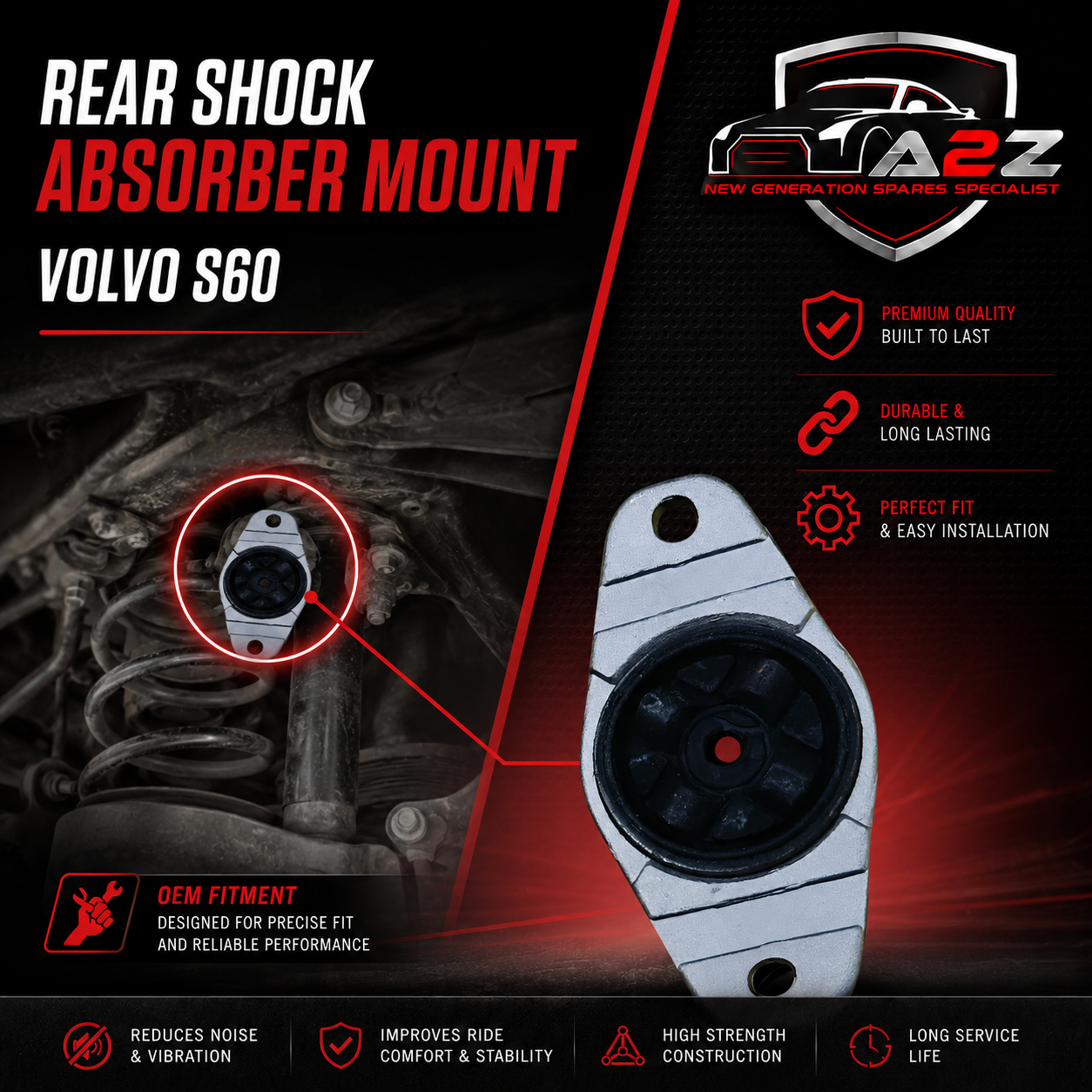 Rear Suspension Support Strut Mount  31323230F Compatible With Volvo S60