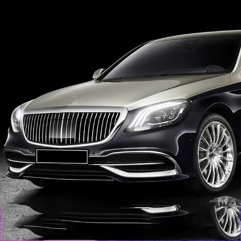 Front Bumper Grill Compatible With Mercedes S Class W222 2014-2020 Maybach Brabus Sports Gt Amg Front Bumper Panamericana Grill W222 Grill Maybach Silver