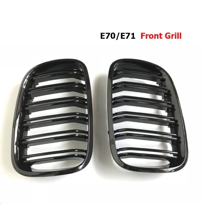 Front Bumper Grill Compatible With Bmw X5 E70 2006-2013 X6 E71 2007-2014 Front Bumper Grill Glossy Black