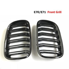 Front Bumper Grill Compatible With Bmw X5 E70 2006-2013 X6 E71 2007-2014 Front Bumper Grill Glossy Black