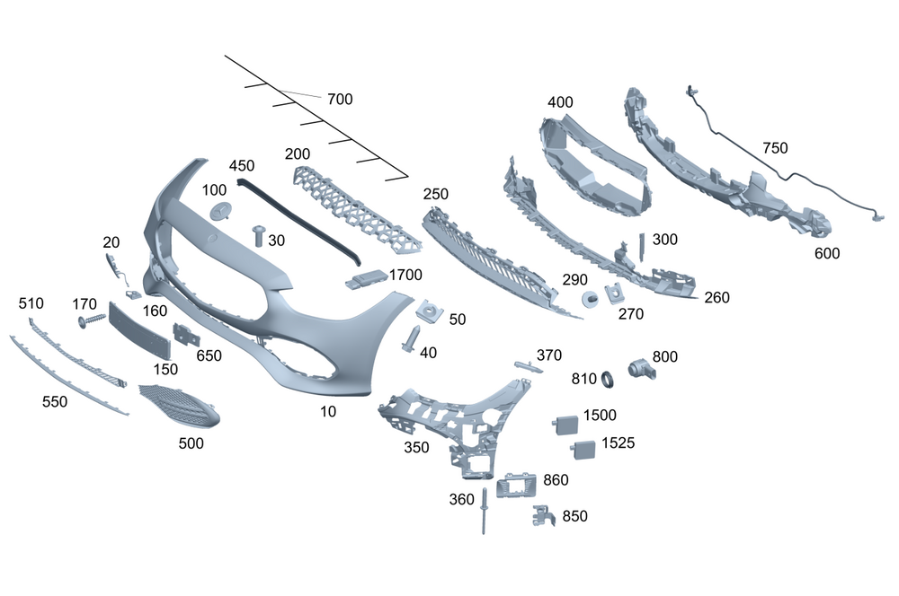 Front Bumper Grill Bracket  2068858101 Compatible With Mercedes-Benz C-CLASS W206 (2022-2025) Tag No.801