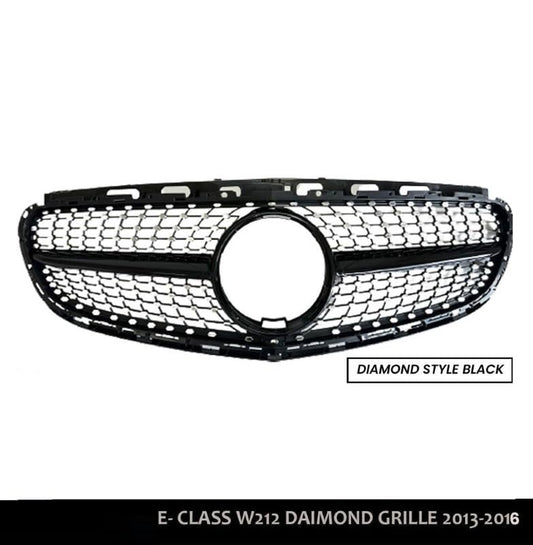 Front Bumper Grill Compatible With Mercedes Benz E Class W212 2013-2016 Front Bumper Grill W212 Grill Diamond Black Lci