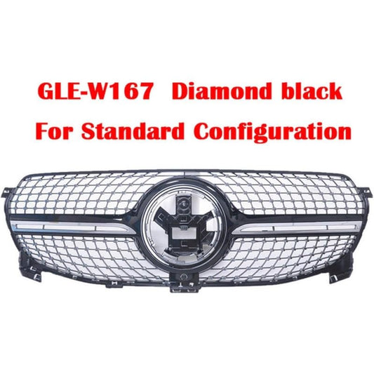 Front Bumper Grill Compatible With Mercedes Gle W167 X167 2019-2023 Front Bumper Panamericana Grill W167 Grill Diamond Black Dynamic Gle