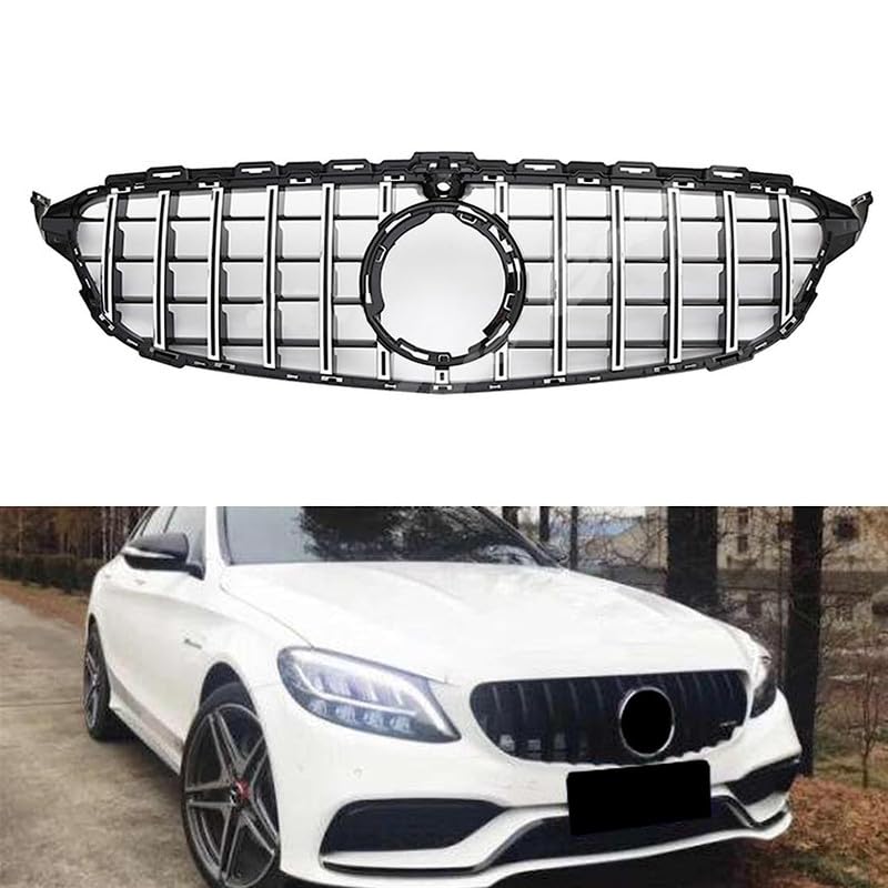 Front Bumper Grill Compatible With Mercedes Benz C Class W205 2019-2022 Front Bumper Grill W205 Grill Gtr Black Lci