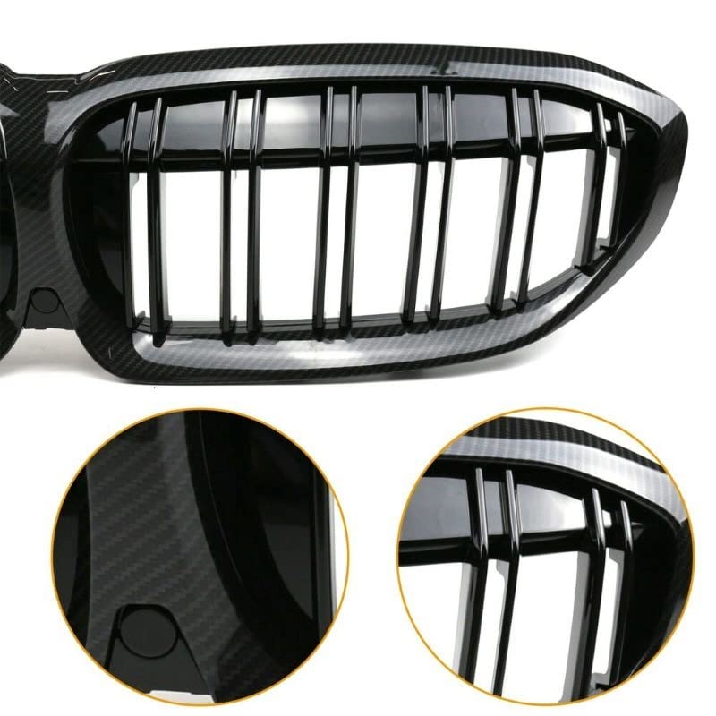 Bumper Grill Compatible With Bmw 3 Series G20 2018-2021 Front Bumper Grill Carbon Fiber Look
