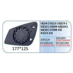 Mirror Glass Compatible With Bmw 5 Series Mirror Glass 1 Series F20 12-14 3 Series F30 12-18 5 Series F10 10-17 6 Series F12 11-16 7 Series F02 09-16 Right 1051 RIGHT