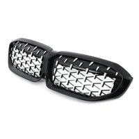 Front Bumper Grill Compatible With Bmw 3 Series G20 2018-2021 Front Bumper Grill Diamond Black And Chrome