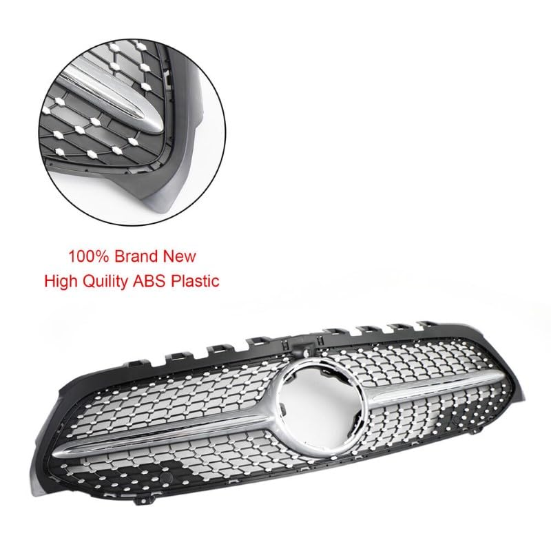 Front Bumper Grill Compatible With Mercedes Benz A Class W177 A250 A200 A45 2019-2023 Front Bumper Grill W177 Grill Diamond Silver