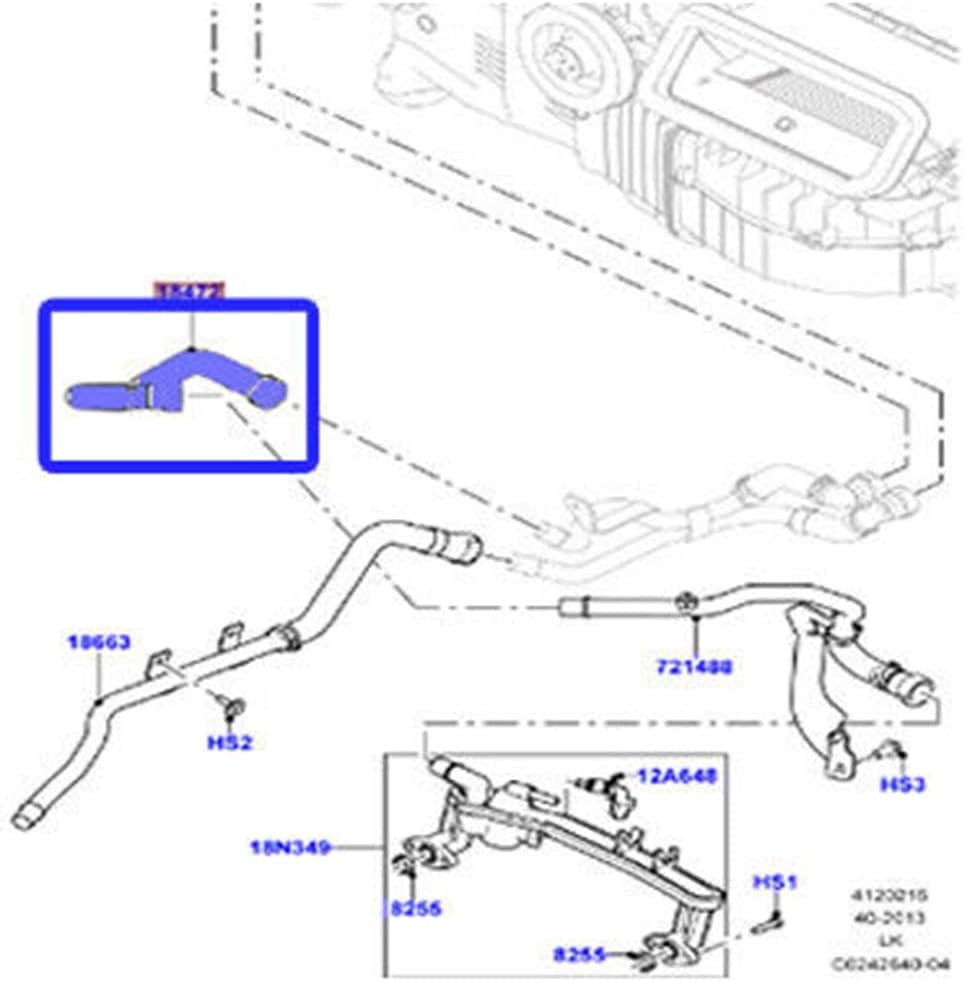 Heater Hose Pipe LR034616 Compatible with Land Rover Range Rover Vogue (L405) Tag No.355