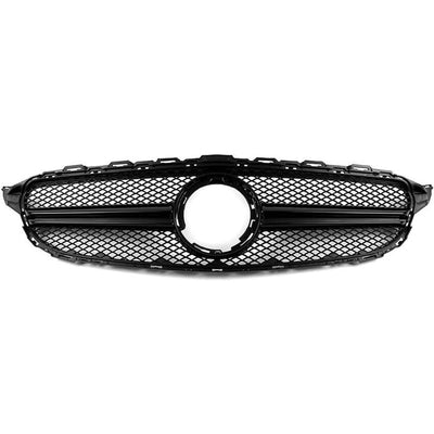 Front Bumper Grill Compatible With Mercedes Benz C Class W205 2014-2019 Front Bumper Grill W205 Grill Amg Black