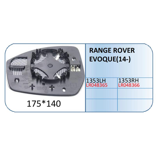 Evoque Mirror Glass Compatible With Land Rover Evoque Mirror Glass Evoque 2014 Bs Right 1353 RIGHT