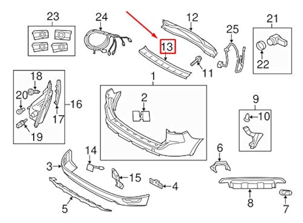 Rear Bumper Grill Center Side 39821607 Compatible With Volvo XC60 (246) I SUV (156) Tag No.203