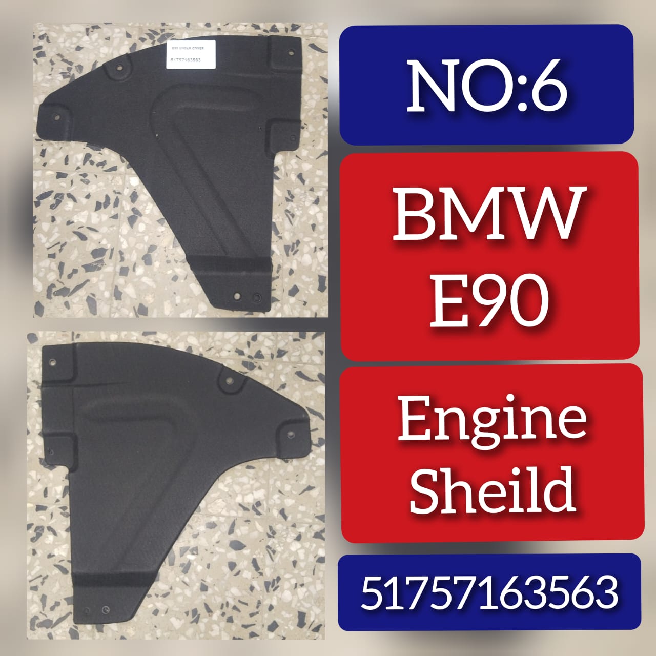 Under-Body Shield 51757163563 Compatible with BMW 3 Series E90 Tag No.6