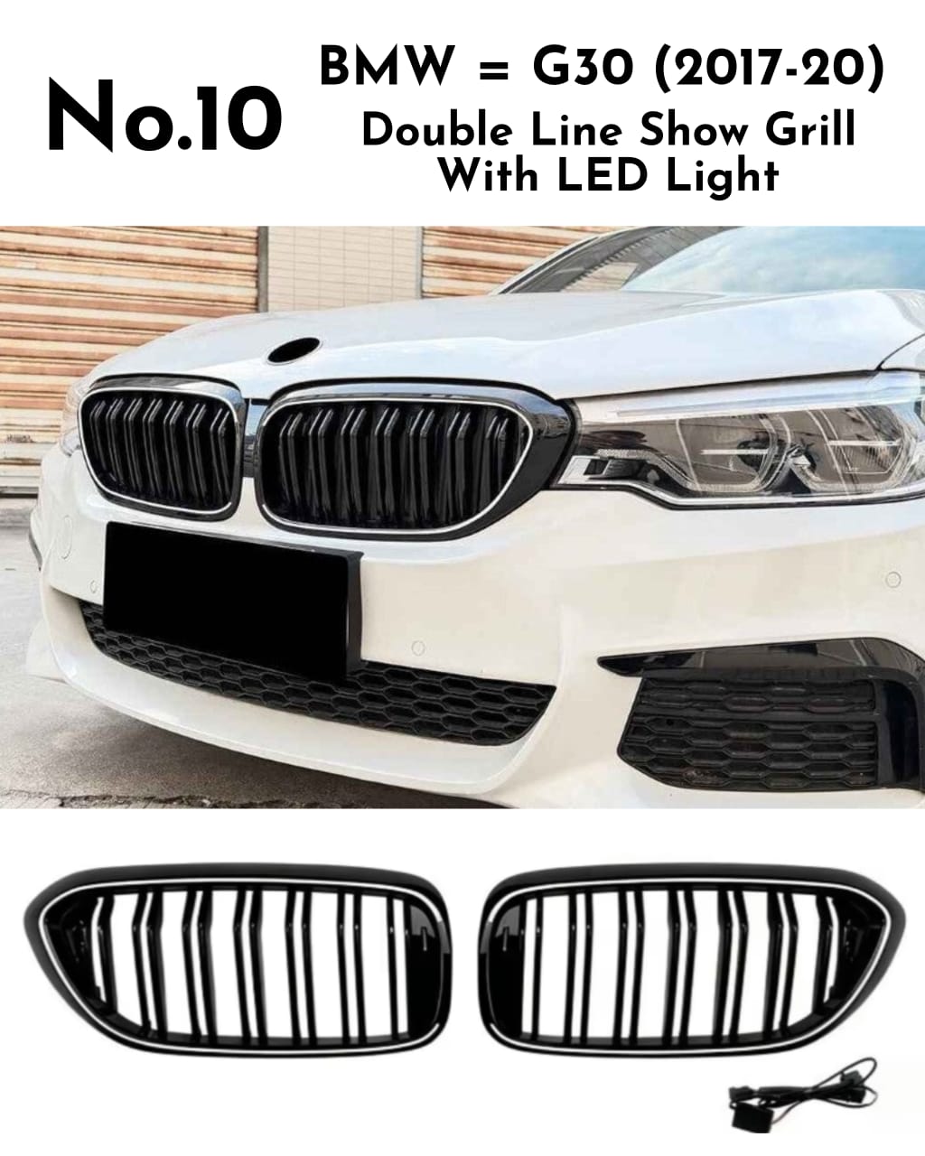 Double Line Show Grill With LED Light Compatible With BMW =  G30 (2017-20) No.10