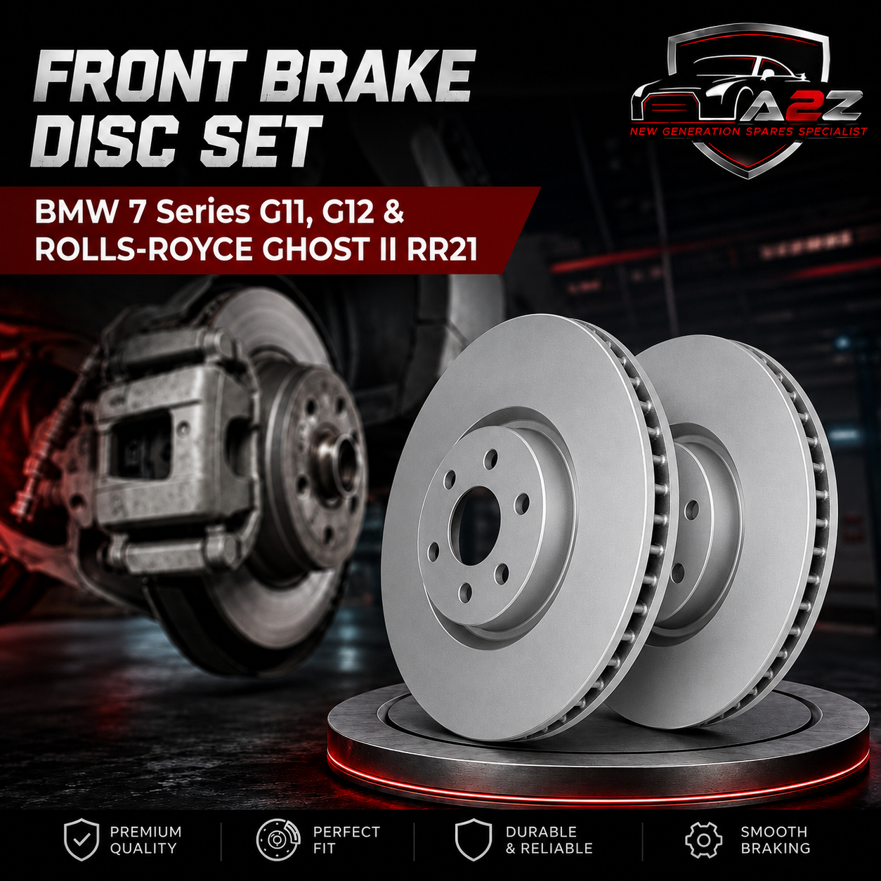 Front Brake Disc Set 34106889211 Compatible With BMW 7 Series G11, G12 & ROLLS-ROYCE GHOST II RR21