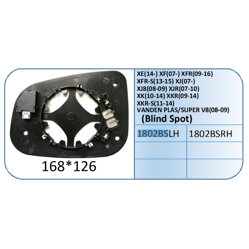 Mirror Glass Compatible With Jaguar Xe Mirror Glass Xe 2014 Xf 2007 Xfr 2009 Xfs 2012 Xkr 2011 Xjl 2007 Bs Right 1802 BS RIGHT