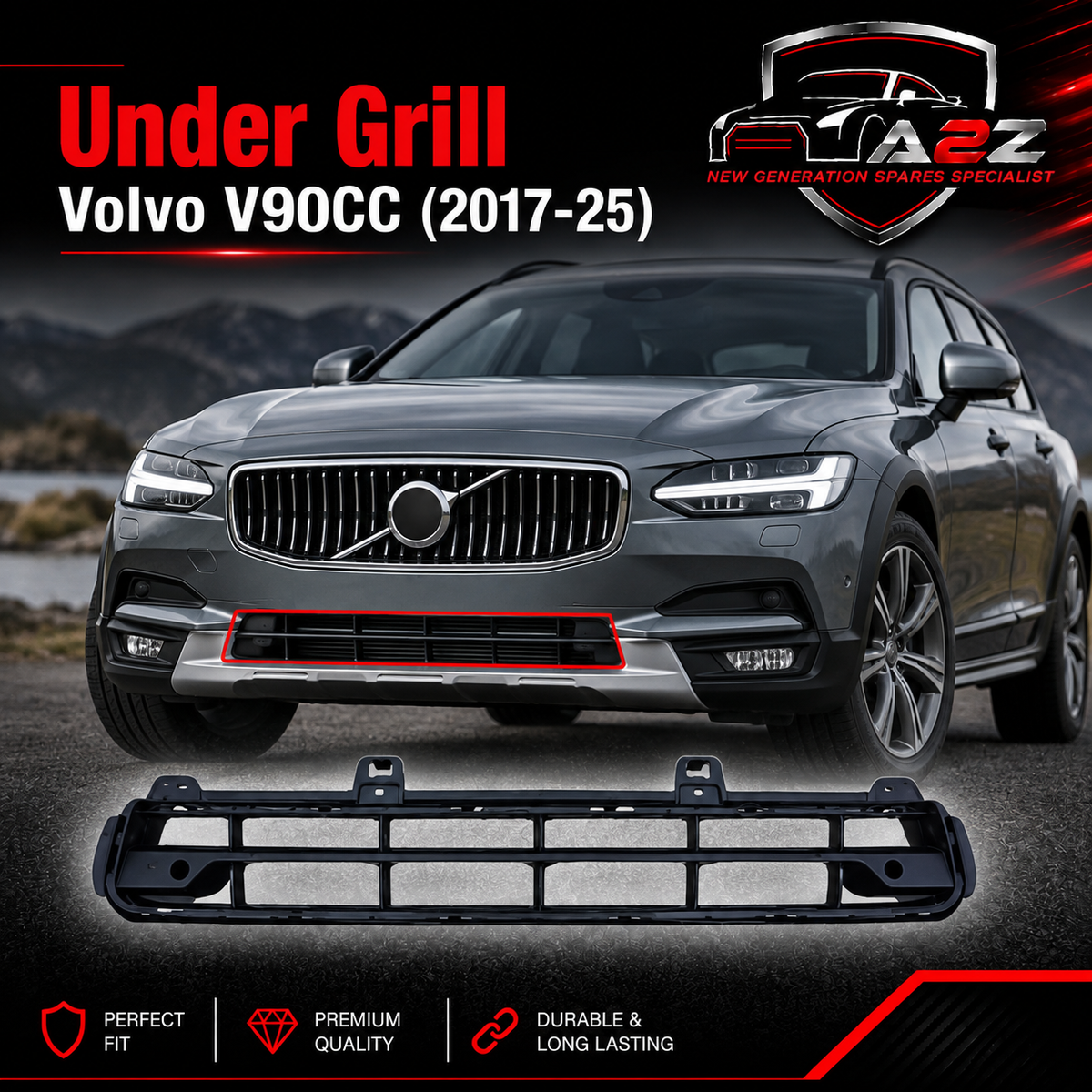 Under Grill 31383271 Compatible With Volvo V90CC (2017-25)