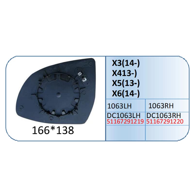 Mirror Glass Compatible With Bmw X3 Mirror Glass X3 F25 2014 X5 F15 2014 X6 F16 2014 X7 G07 2018 Left 1063 LEFT