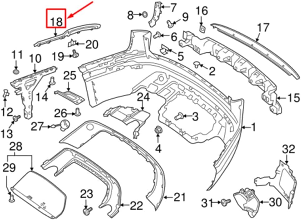 Rear Reflector Cover Right LR093570 & Left LR093571 Compatible With Land Rover Range Rover Velar - L560 (2017-2024) Tag No.23