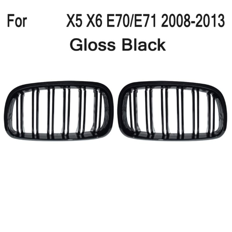 Front Bumper Grill Compatible With Bmw X5 E70 2006-2013 X6 E71 2007-2014 Front Bumper Grill Glossy Black