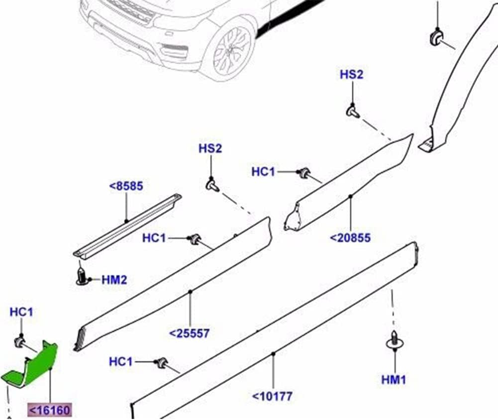 Front Wheel Mud Flap Set Right LR044136 & Left LR044137 Compatible With Land Rover Range Rover Sport - L494 (2014-2017) Tag No.17