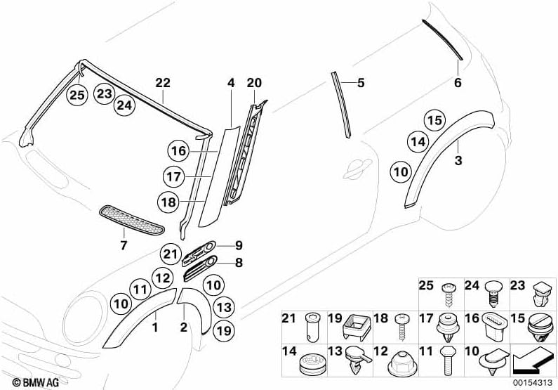 Wheel Arch Cover Rear Left 51131505869 & Right 51131505868 Compatible With MINI COOPER R50