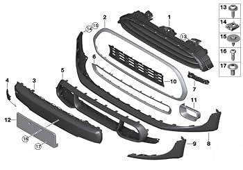 Front Bumper Grille Stripe Frame 51137300589 Compatible With MINI (F55) | MINI / COOPER (2014-2018) Tag No.86