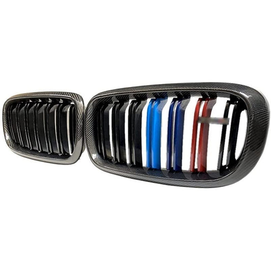 Front Bumper Grill Compatible With Bmw X5 F15 2014-2018 X6 F16 2015-2019 Front Bumper Grill Carbon Fiber Look M Colour