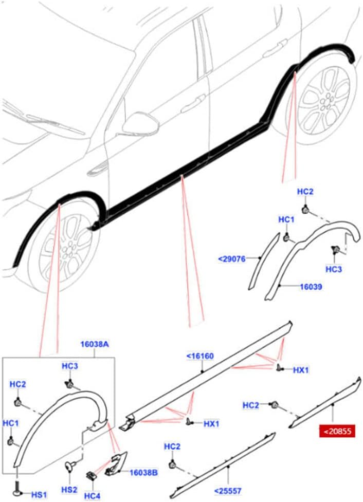 Rear Door Side Skirts Right LR127208 & Left LR127209 Compatible With Land Rover Discovery Sport - L550 (2020-2024)