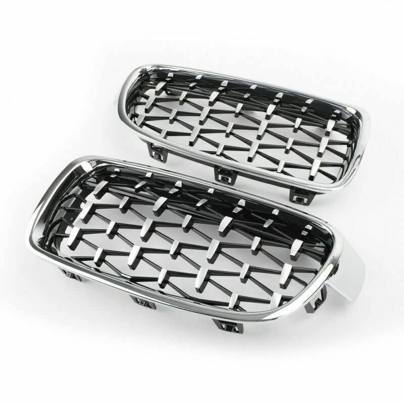 Front Bumper Grill Compatible With Bmw 3 Series F30 2012-2018 Front Bumper Grill Diamond Chrome
