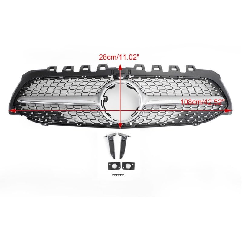 Front Bumper Grill Compatible With Mercedes Benz A Class W177 A250 A200 A45 2019-2023 Front Bumper Grill W177 Grill Diamond Silver