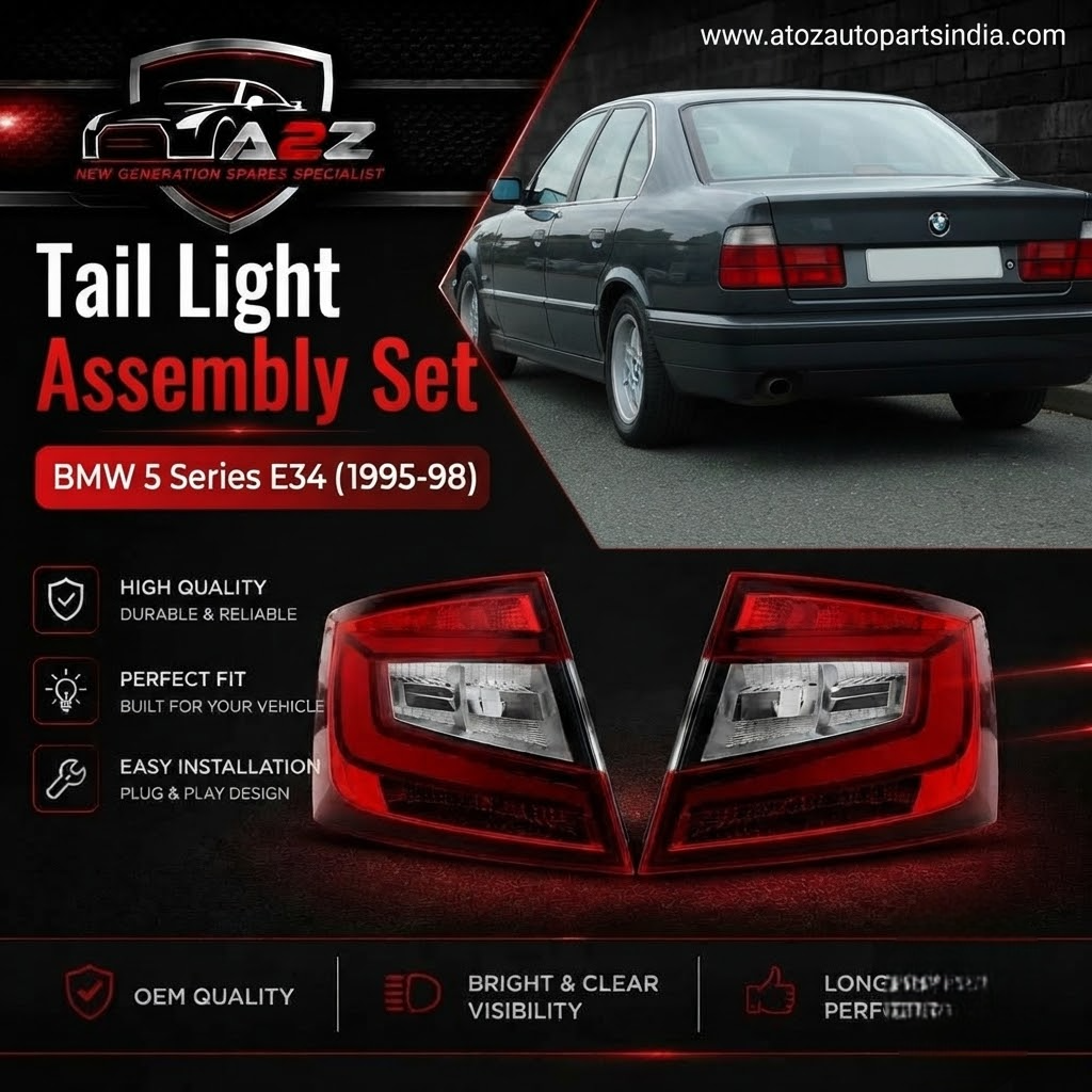 Tail Light Assembly Set (Crystal White) Left 63211384009 & Right 63211384010 & Dickey Light Left 63211384011 & Right 63211384012 Compatible With BMW 5 Series E34 (1995-98)