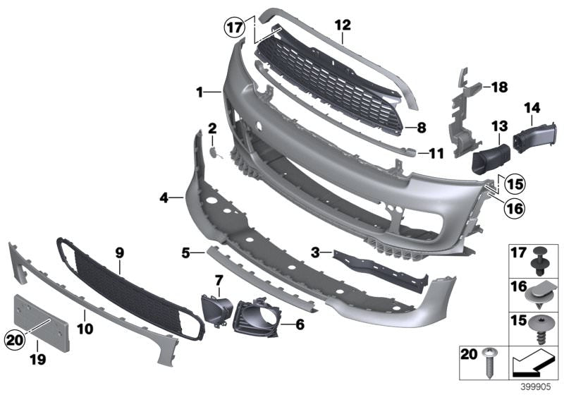 REAR BUMPER GRILLE 51117209904 Compatible With  MINI R56