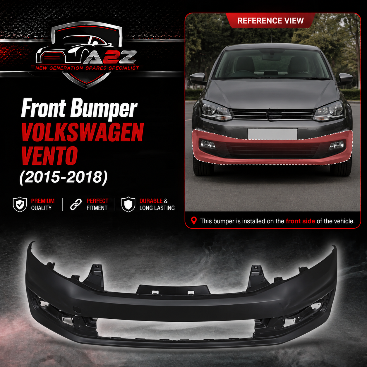 Front Bumper 6RU807221A Compatible With VOLKSWAGEN VENTO (2015-2018)