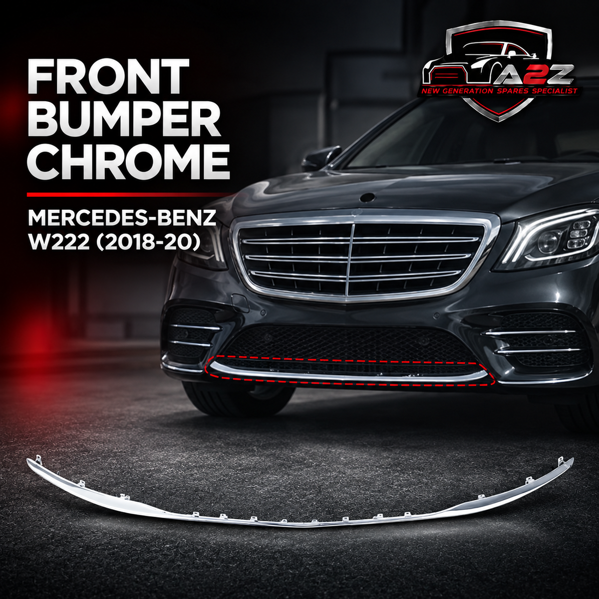 Front Bumper Chrome 2228854900 Compatible with MERCEDES-BENZ E-Class W222 (2018-20) Tag No.219