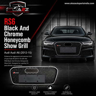 RS6 Black And Chrome Honeycomb Show Grill Compatible With Audi Audi = A6 (2012-15) Tag No.53