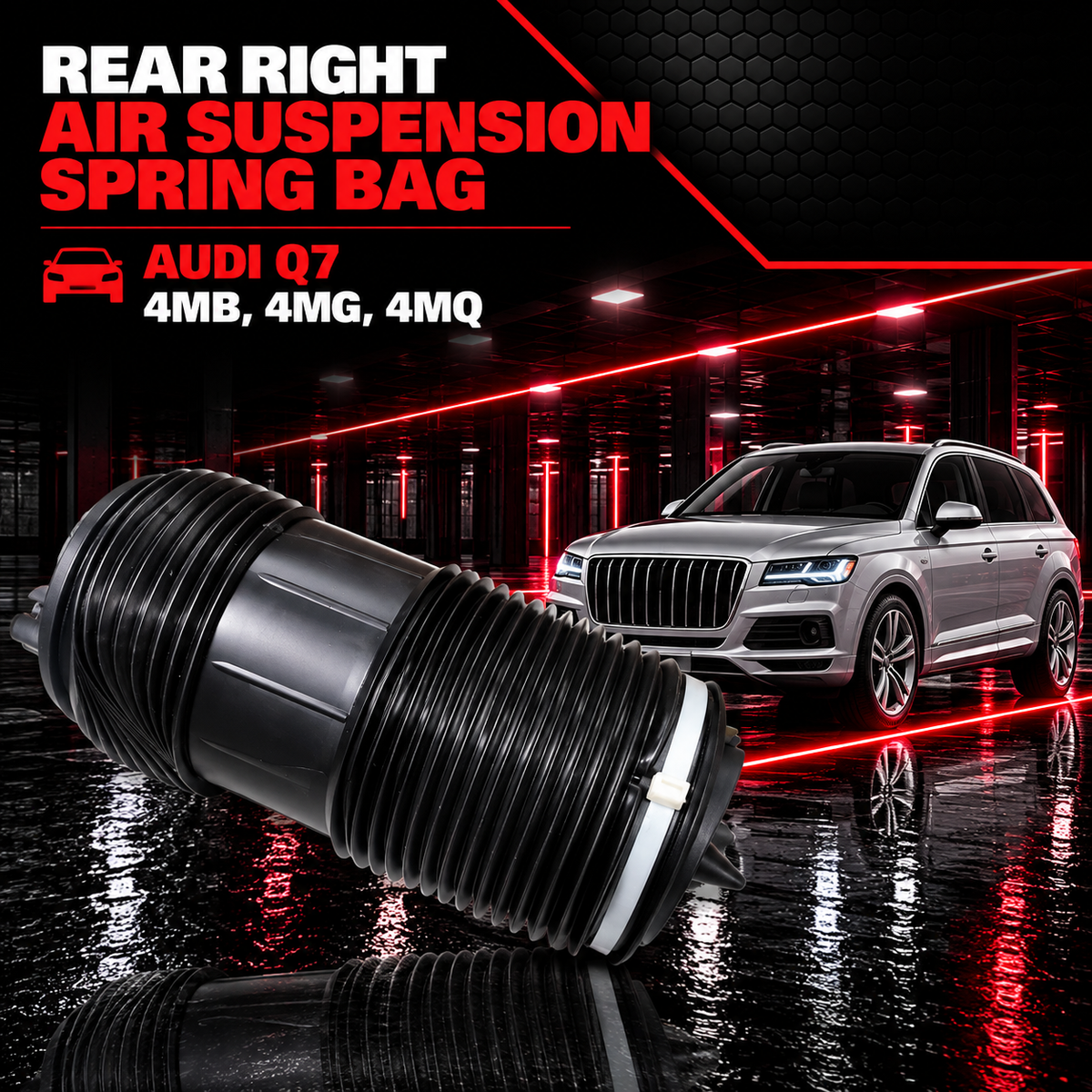 Rear Right Air Suspension Spring Bag 4M0616002AB 4M0616002P 4M0616002Q Compatible With AUDI Q7 4MB, 4MG, 4MQ
